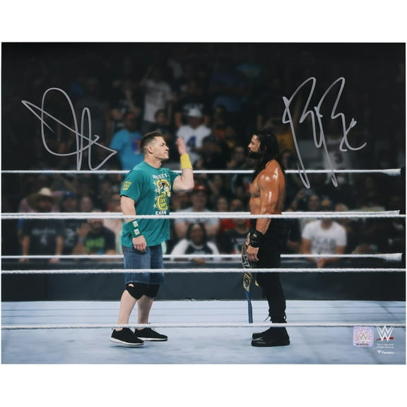 John Cena & Roman Reigns WWE Autographed 16" x 20" In Ring Face-Off Photograph - Fanatics Authentic Certified