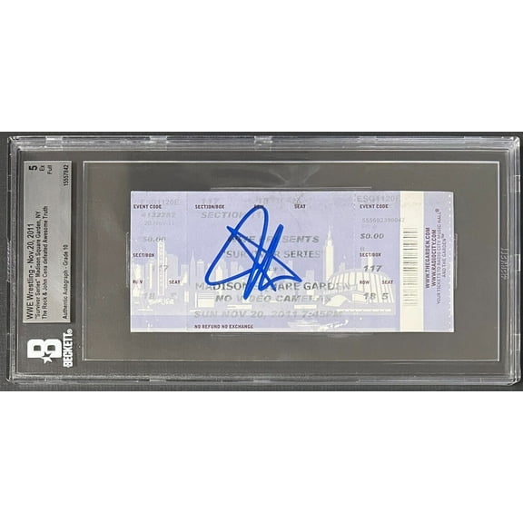 John Cena Signed WWE Survivor Series Nov. 20, 2001 Ticket Beckett 5 Ex Auto 10