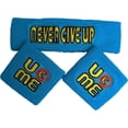thumbnail image 1 of John Cena THROWBACK Never Give Up Blue WWE Headband Wristbands Sweatbands Set, 1 of 4