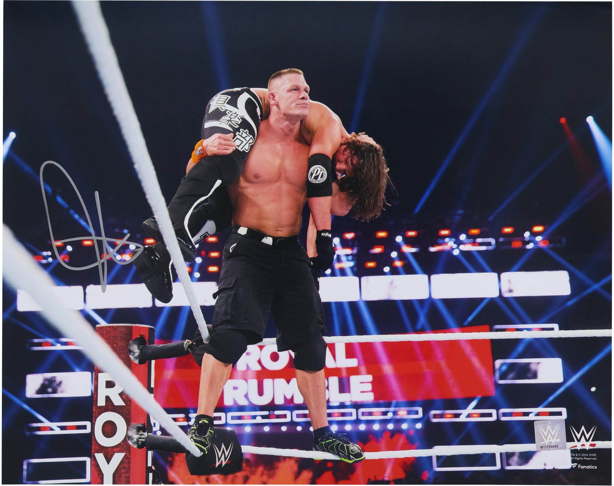 John Cena WWE Autographed 16" x 20" Top Rope Attitude Adjustment Photograph - Fanatics Authentic Certified