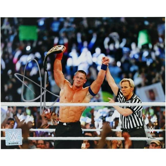 John Cena WWE Autographed 8" x 10" Raising Title Photograph - Fanatics Authentic Certified