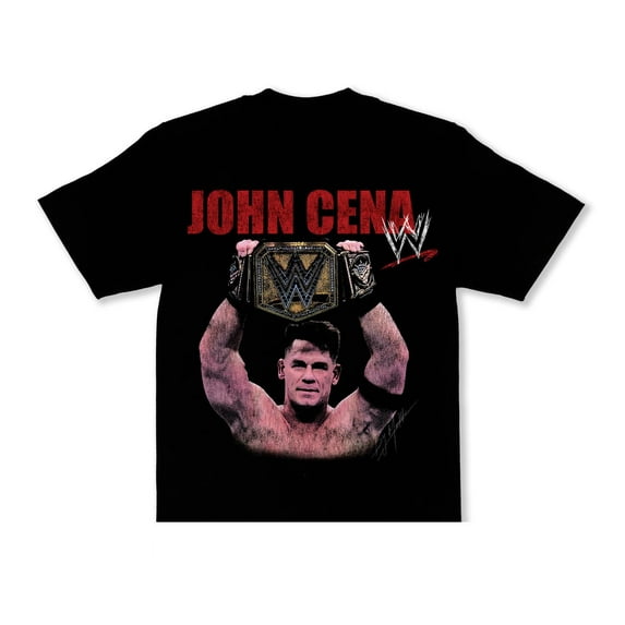 John Cena WWE Champion T-Shirt, Vintage Wrestling Graphic Tee,Black Color,Size L