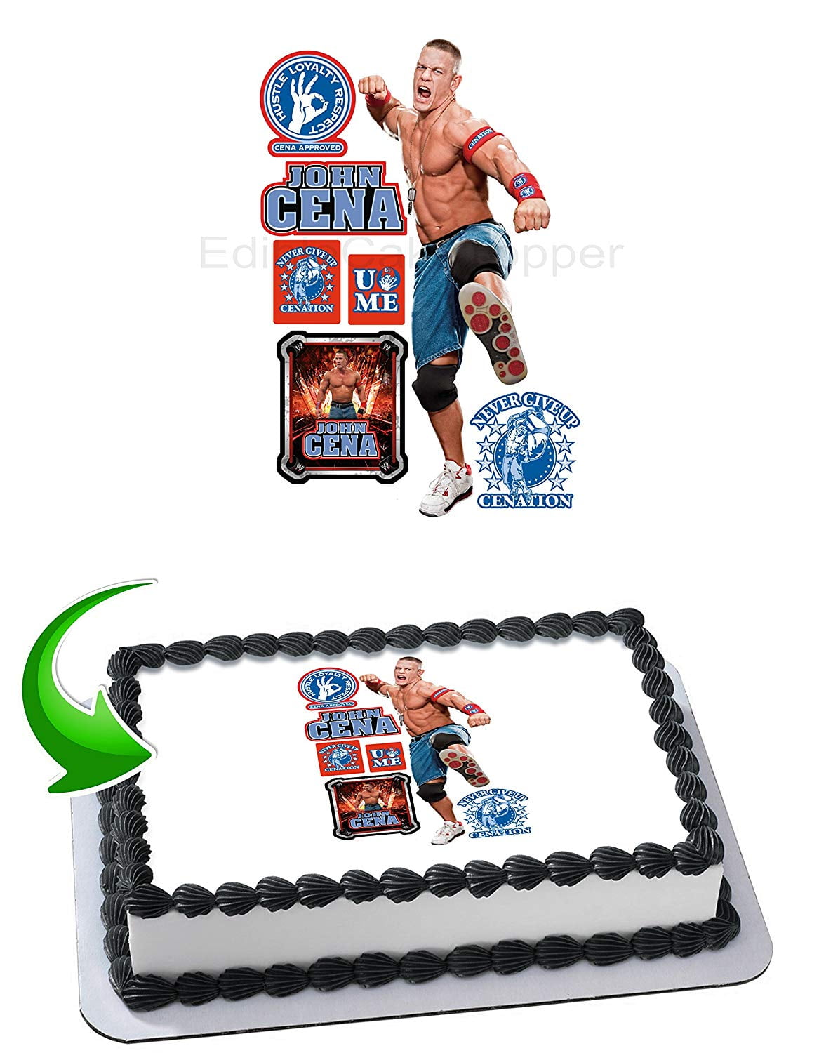 John Cena WWE Edible Cake Image Topper Personalized Birthday Party 1/4