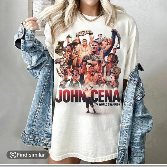 John Cena WrestleMania 17th championship T-shirt, WWE Homage Retro Classic Graphic Tee,Natural Color,Size 2XL