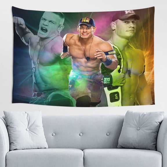 John Cena Wrestler Tapestry Wall Hanging Art Poster For Living Room/Bedroom/Dorm Decorations Porch Hangings Wall Art Banners Bed Cover Picnic Blankets 60x40(inch)