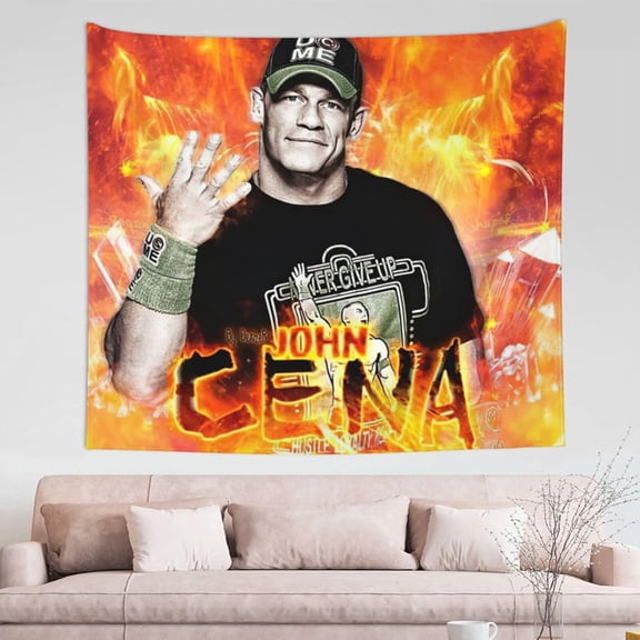 John Cena Wrestler Tapestry Wall Hanging Art Poster For Living Room/Bedroom/Dorm Decorations Porch Hangings Wall Art Banners Ceiling Decoration Beach Throws 60x51(inch)