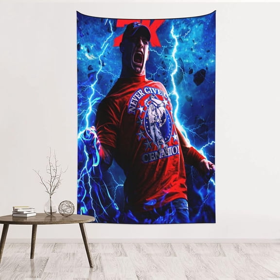 John Cena Wrestler Tapestry Wall Hanging Art Poster For Living Room/Bedroom/Dorm Decorations Porch Hangings Wall Art Banners Ceiling Decoration Picnic Blankets 60x40(inch)