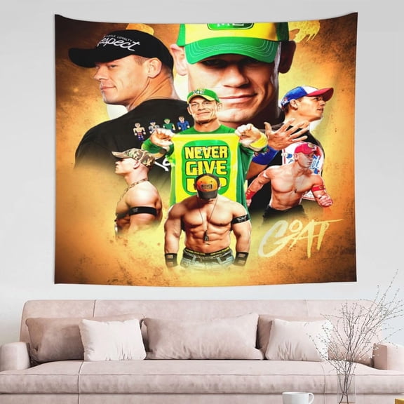 John Cena Wrestler Tapestry Wall Hanging Art Poster For Living Room/Bedroom/Dorm Decorations Porch Hangings Wall Art Banners Dorm Decoration Beach Throws 60x51(inch)