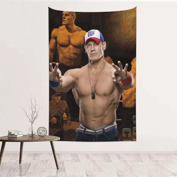 John Cena Wrestler Tapestry Wall Hanging Art Poster For Living Room/Bedroom/Dorm Decorations Porch Hangings Wall Art Banners Sofa Covers Beach Blankets 60x40(inch)