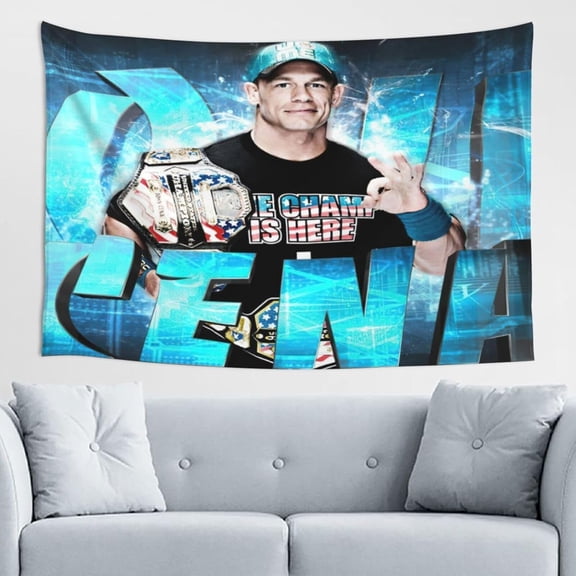 John Cena Wrestler Tapestry Wall Hanging Art Poster For Living Room/Bedroom/Dorm Decorations Porch Hangings Wall Art Banners Sofa Covers Beach Throws 60x40(inch)