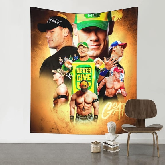 John Cena Wrestler Tapestry Wall Hanging Art Poster For Living Room/Bedroom/Dorm Decorations Porch Hangings Wall Art Banners Sofa Covers Picnic Mat 60x51(inch)