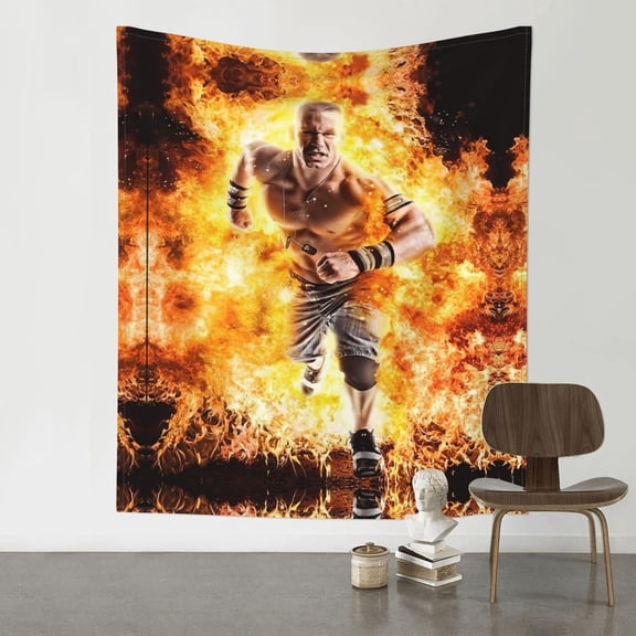 John Cena Wrestler Tapestry Wall Hanging Art Poster For Living Room/Bedroom/Dorm Decorations Porch Hangings Wall Art Banners Table Cloths Picnic Blankets 60x51(inch)