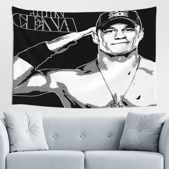 John Cena Wrestler Tapestry Wall Hanging Art Poster For Living Room/Bedroom/Dorm Decorations Porch Hangings Wall Art Banners Window Curtain Beach Throws 60x40(inch)