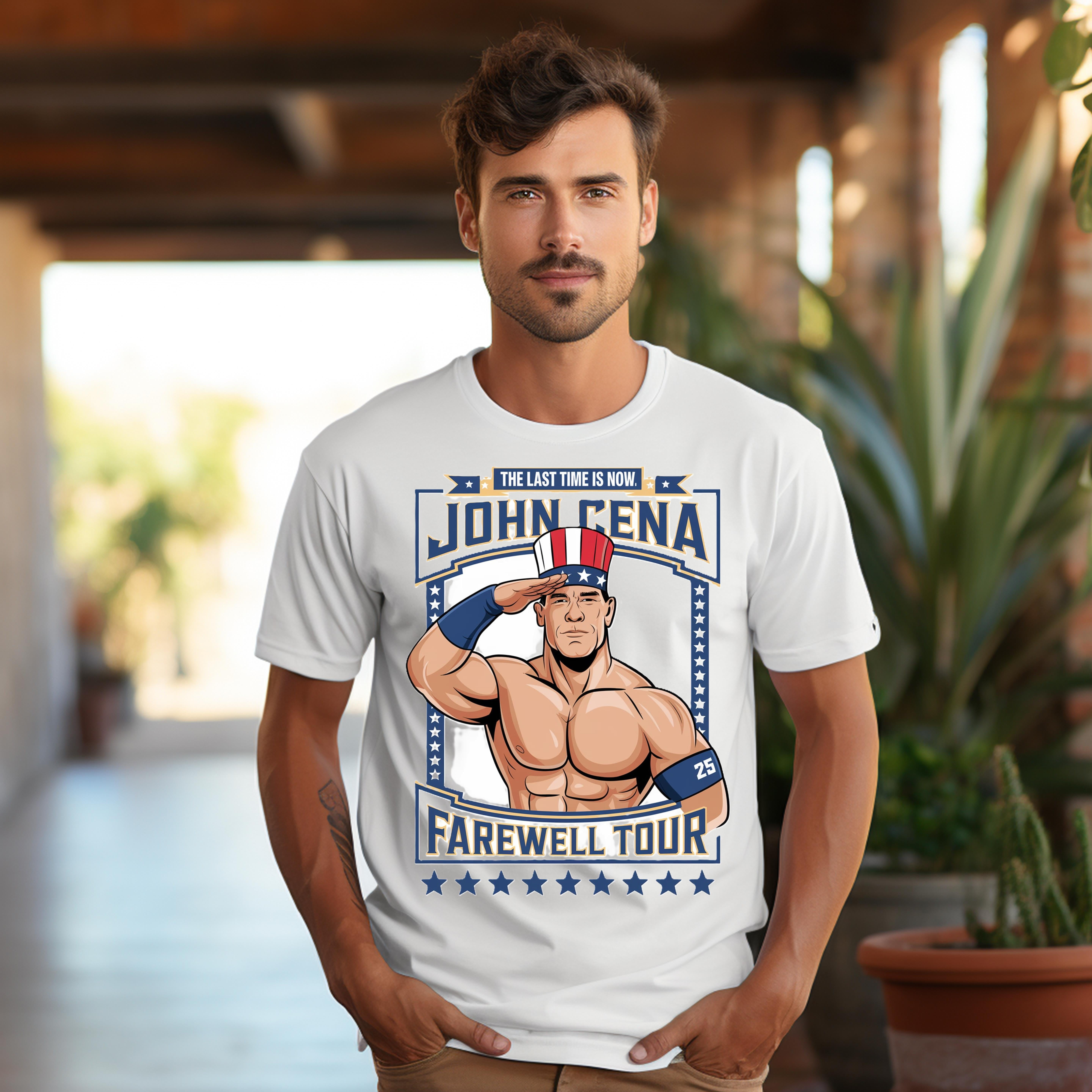 John Cena's 2025 Farewell Tour Tshirt. The Last Time Is Now design, up