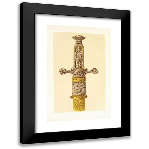 John Charles Robinson 17x24 Black Modern Framed Museum Art Print Titled - Hunting-Sword, with Hilt and Scabbard in Silver and Gilt Bronze (1858)