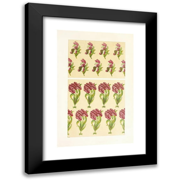 John Charles Robinson 17x24 Black Modern Framed Museum Art Print Titled - Persian Designs for Textile Fabrics. (1858)