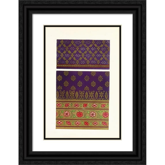 John Charles Robinson 17x24 Black Ornate Framed Double Matted Museum Art Print Titled: Indian Silk and Gold Tissues (1858)