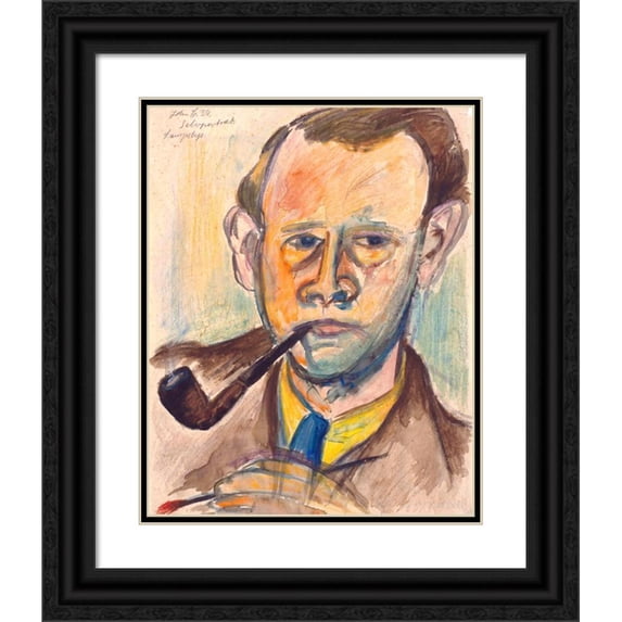John Christensen 20x24 Black Ornate Framed Double Matted Museum Art Print Titled: Self Portrait of Lamp Light (1939)