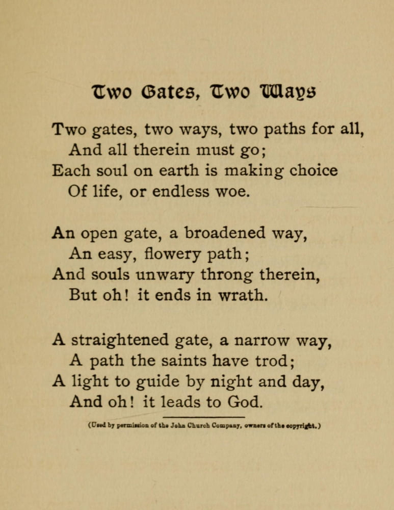 John Church Co Jonathan & other Poems 1900 Two Gates Two Ways Canvas Art - (24 x 36)