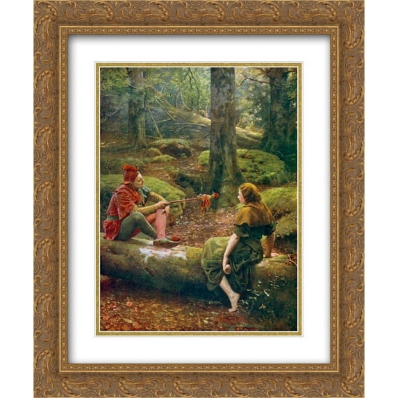 John Collier 2x Matted 20x24 Gold Ornate Framed Art Print 'In the Forest of Arden'