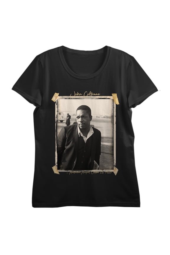 John Coltrane Amsterdam 1963 Photo Art Women's Black Short Sleeve Tee-Medium