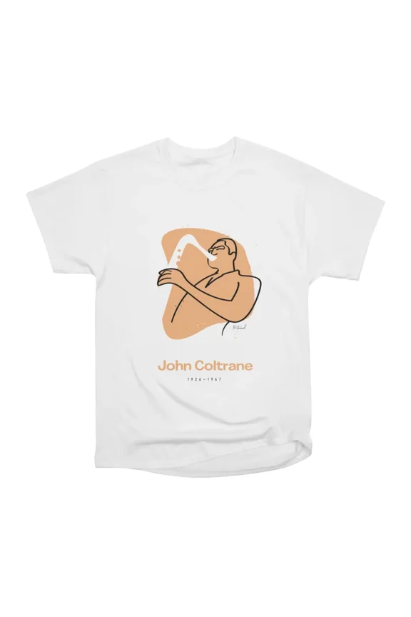 John Coltrane Jazz Art Spiritual Saxophone Portrait on T-Shirt Tee Gift For Him Merch For
