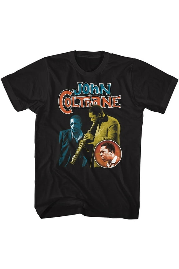 John Coltrane Three Pics Black Adult T-Shirt