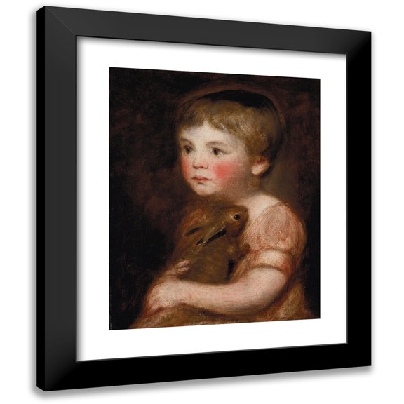 John Constable 12x14 Black Modern Framed Museum Art Print Titled - Miss Lewis with a Rabbit