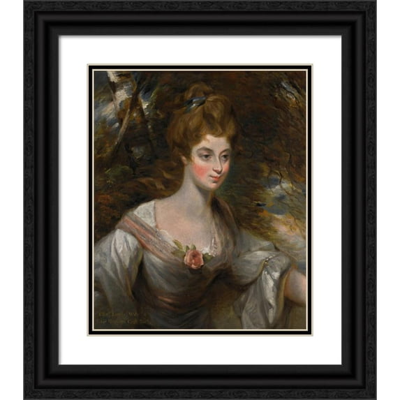 John Constable 12x14 Black Ornate Wood Framed Double Matted Museum Art Print Titled: Portrait of Elizabeth, Lady Croft (1754-1815)