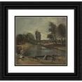 thumbnail image 1 of John Constable 13x12 Black Ornate Wood Framed Double Matted Museum Art Print Titled: Flatford Lock (1810-1811), 1 of 5