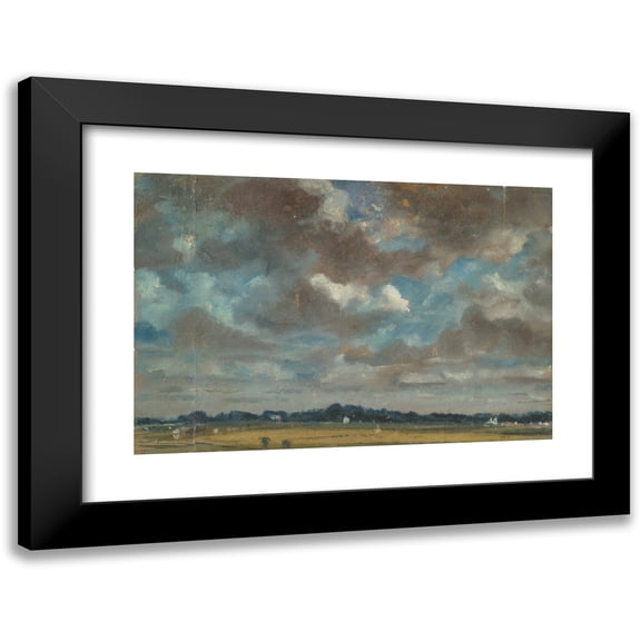 John Constable 14x11 Black Modern Framed Museum Art Print Titled - Extensive Landscape with Grey Clouds (ca. 1821)