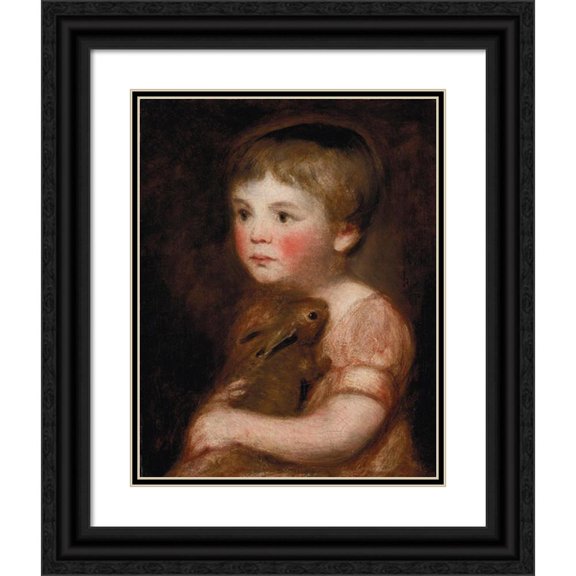 John Constable 15x18 Black Ornate Wood Framed Double Matted Museum Art Print Titled - Miss Lewis with a Rabbit