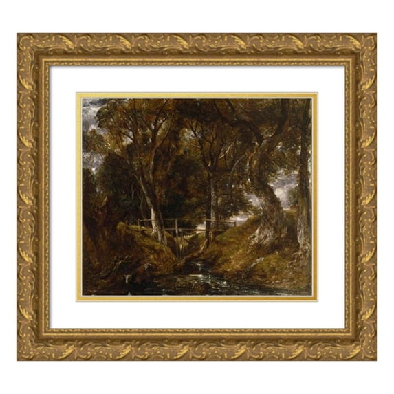 John Constable 23x20 Gold Ornate Framed and Double Matted Museum Art Print Titled - The Dell at Helmingham Park