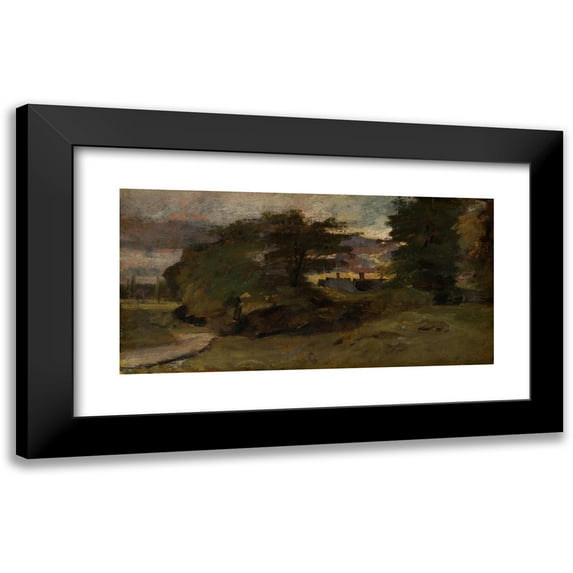 John Constable 24x14 Black Modern Framed Museum Art Print Titled - Landscape with Cottages (1809-10)