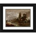 thumbnail image 1 of John Constable 24x18 Black Ornate Framed Double Matted Museum Art Print Titled: Harnham Bridge, Salisbury (1821), 1 of 5