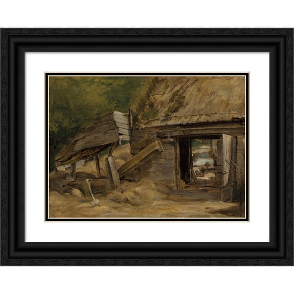 John Constable 24x18 Black Ornate Framed Double Matted Museum Art Print Titled: The Old Mill Shed, Dedham