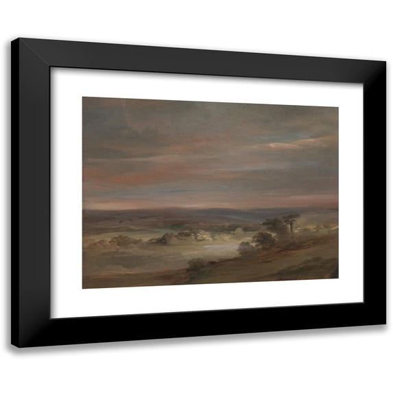 John Constable 24x19 Black Modern Framed Museum Art Print Titled - A View on Hampstead Heath, Early Morning