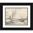 thumbnail image 1 of John Constable 24x19 Black Ornate Framed Double Matted Museum Art Print Titled: Shipping on the Thames (ca. 1818), 1 of 5