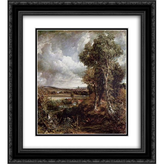 John Constable 2x Matted 20x22 Black Ornate Framed Art Print 'The Vale of Dedham'