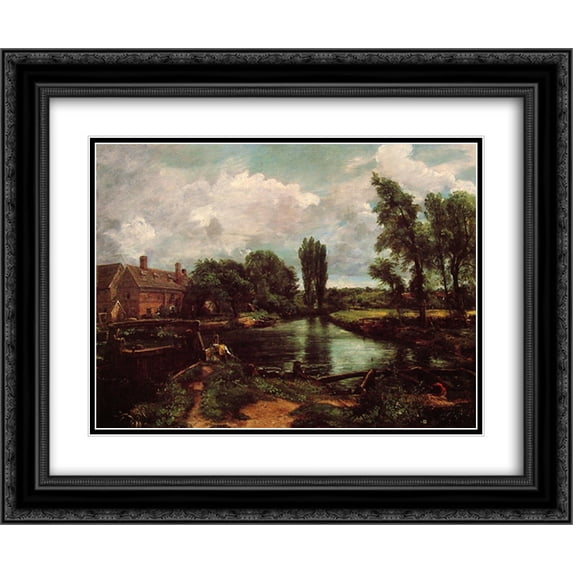 John Constable 2x Matted 24x20 Black Ornate Framed Art Print 'Flatford Mill from a Lock on the Stour'