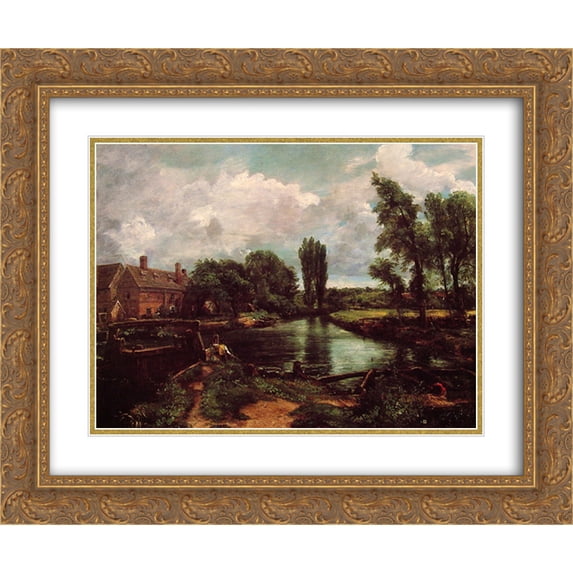 John Constable 2x Matted 24x20 Gold Ornate Framed Art Print 'Flatford Mill from a Lock on the Stour'