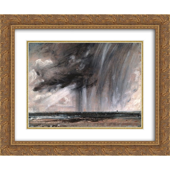 John Constable 2x Matted 24x20 Gold Ornate Framed Art Print 'Rainstorm over the Sea'