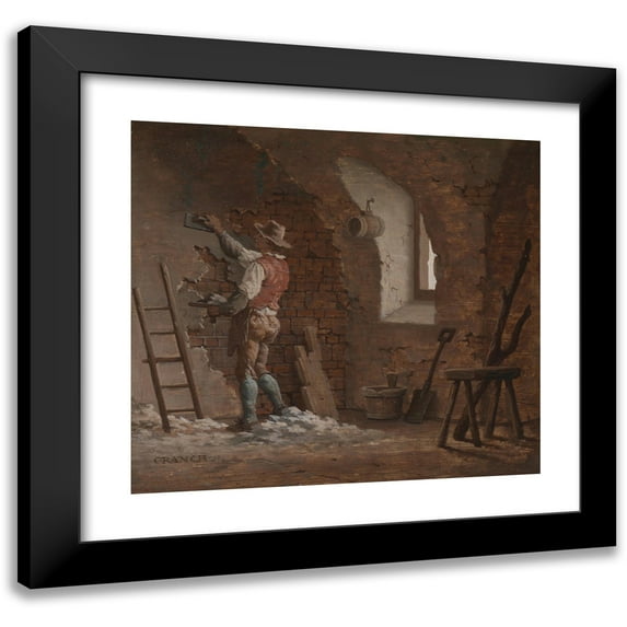 John Cranch 22x20 Black Modern Framed Museum Art Print Titled - Plasterer