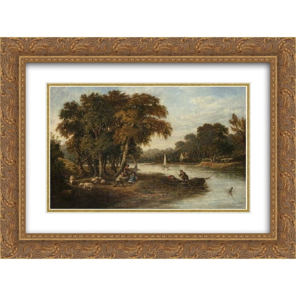 John Crome 2x Matted 24x18 Gold Ornate Framed Art Print 'River Wensum'