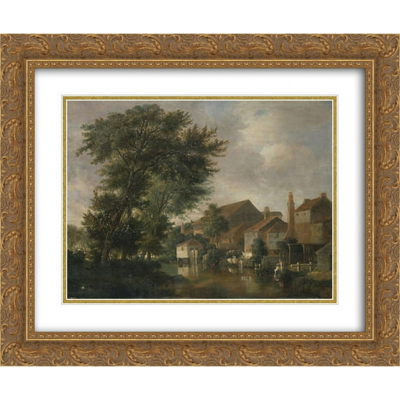 John Crome 2x Matted 24x20 Gold Ornate Framed Art Print 'The River Wensum, Norwich'