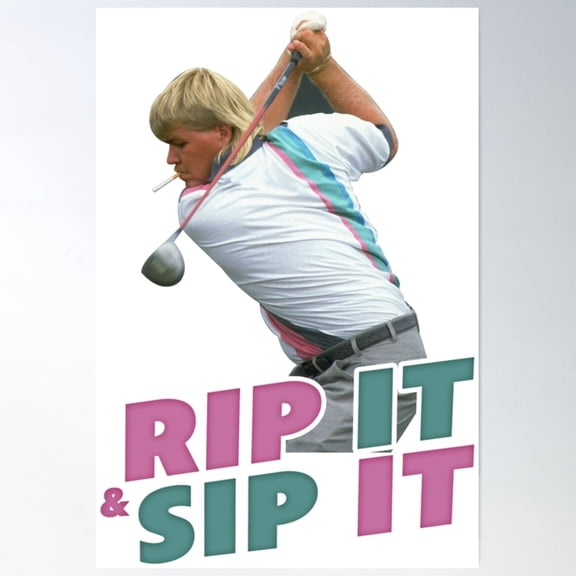 John Daly Rip It Sip It Golf Poster Wall Art, Modern Wall Decor For Living Room Bedroom, 16x24 UNFRAMED