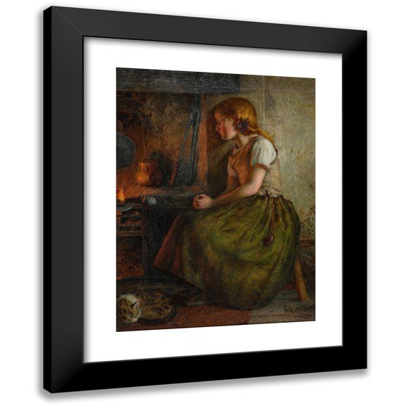 John Dawson Watson 11x14 Black Modern Framed Museum Art Print Titled - Fireside Thoughts (1861)