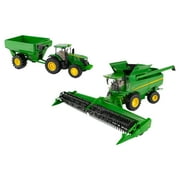 John Deere 1/32 Scale S780 Combine with Grain Head 7290R Tractor Grain Cart Set