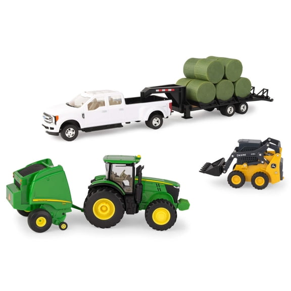 John Deere 1/32 Vehicle Playset with Lights and Sounds, 10 Pieces, Ages 3+