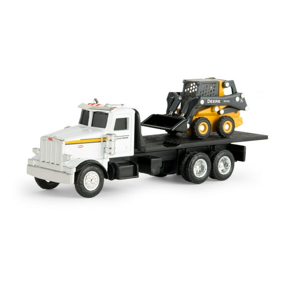 John Deere 1:64 Scale 320E Skid Steer Loader with Peterbilt 367 Truck